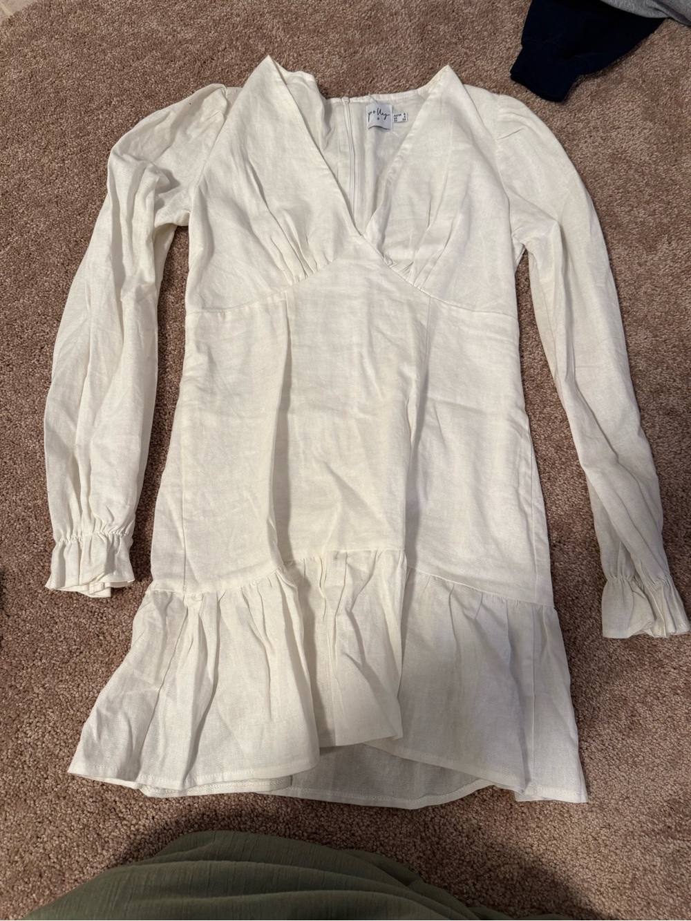 Princess Polly White Long Sleeve Ruffle Hem Dress